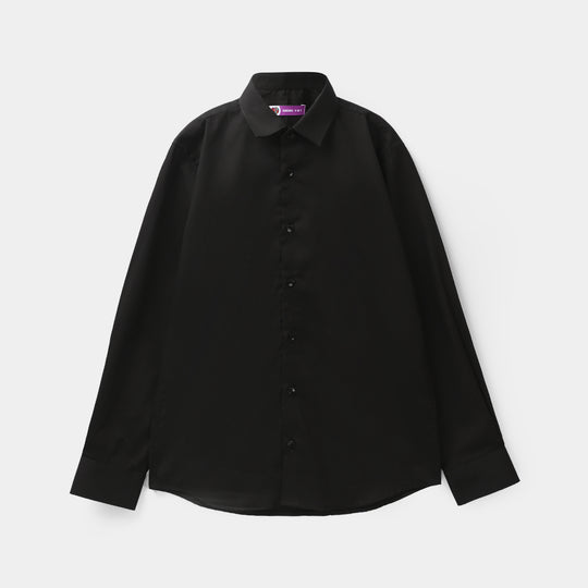 Boys Cotton Poplin Formal Shirt - Black