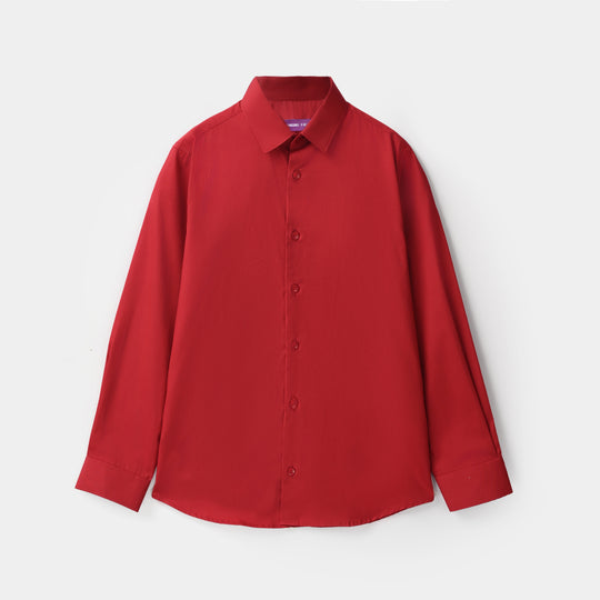 Boys Cotton Poplin Formal Shirt - Red