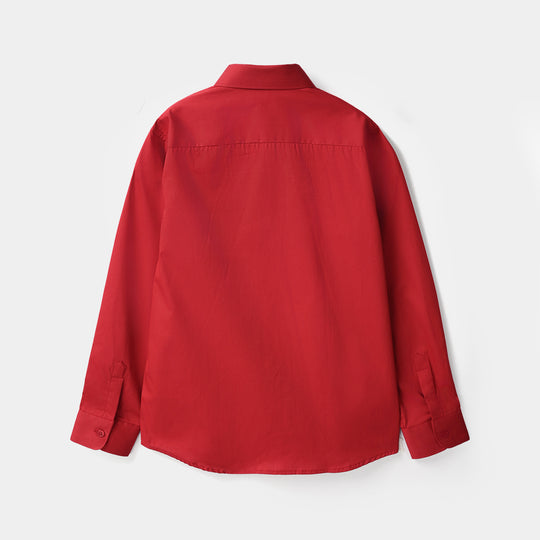 Boys Cotton Poplin Formal Shirt - Red