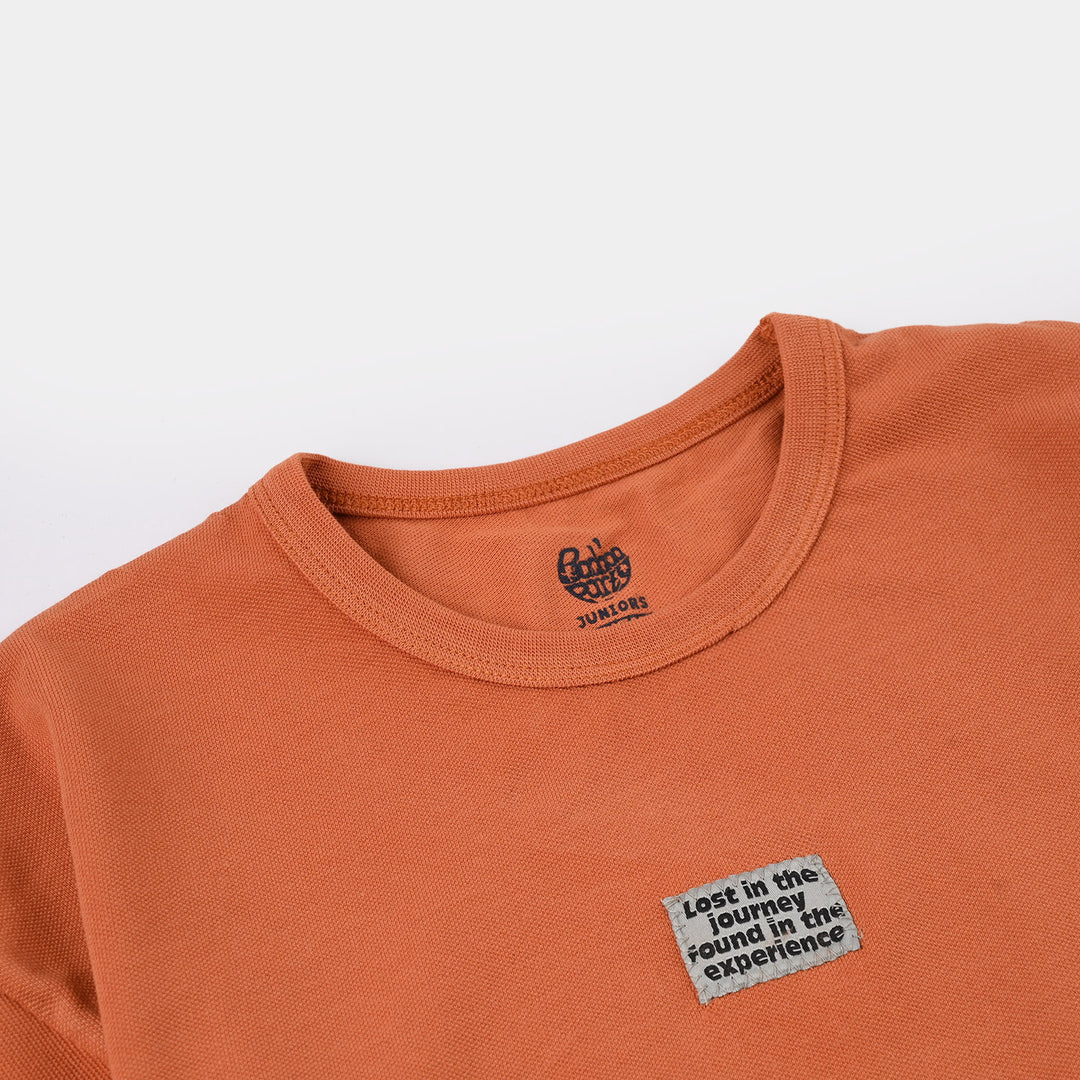Boys Jumbo Pique T-Shirt (Lost in The Journey) – Rust