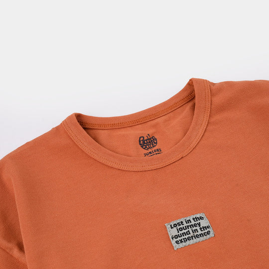Boys Jumbo Pique T-Shirt (Lost in The Journey) – Rust