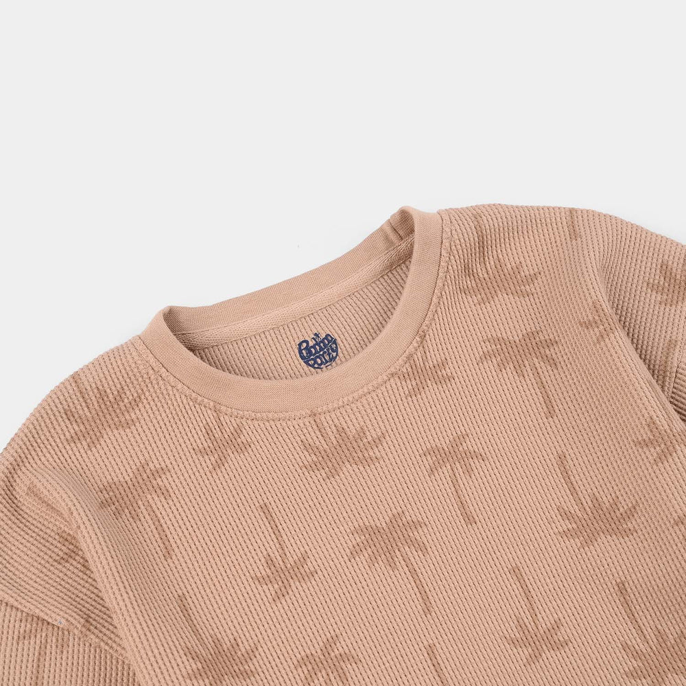 Boys Thermal T-Shirt (Palm Tree) - Beige/Brown