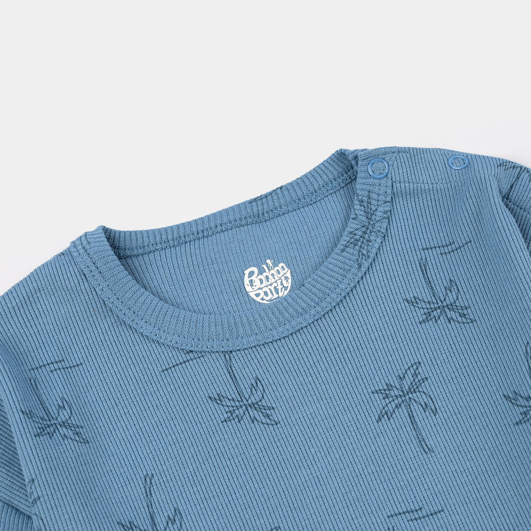Infant Boys 2x1 Rib T-Shirt (Palm Tree) - Blue