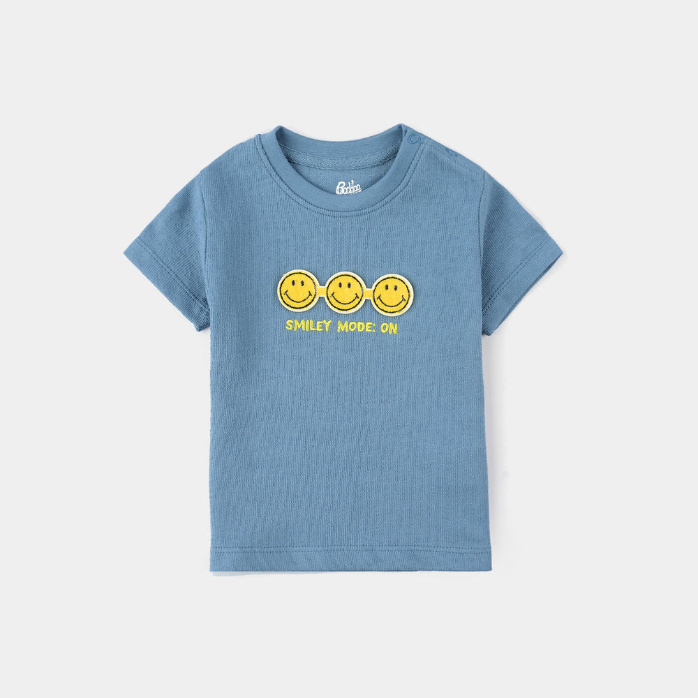 Infant Boys Salt & Pepper T-Shirt (Smiley) - Blue