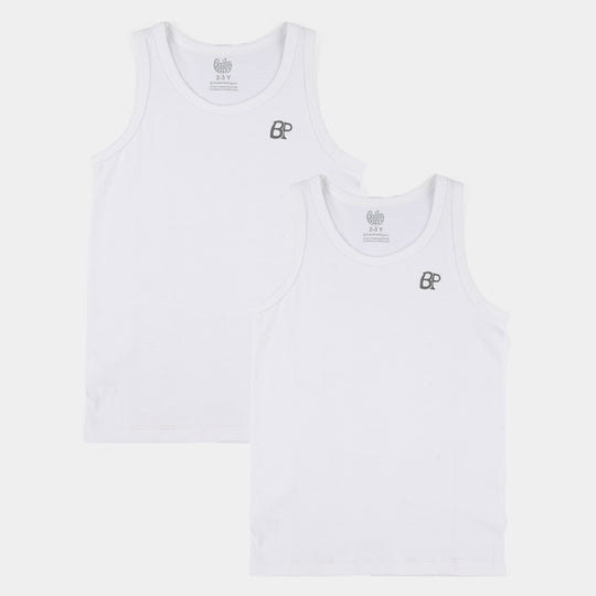 Boys Cotton Jersey Vest - Pack of 2-White