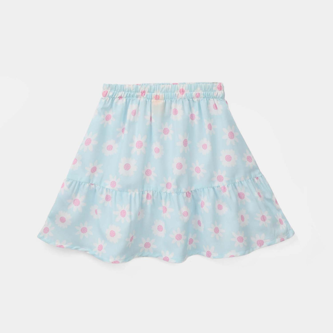 Girls Casual Short Skirt Floral - Light Blue