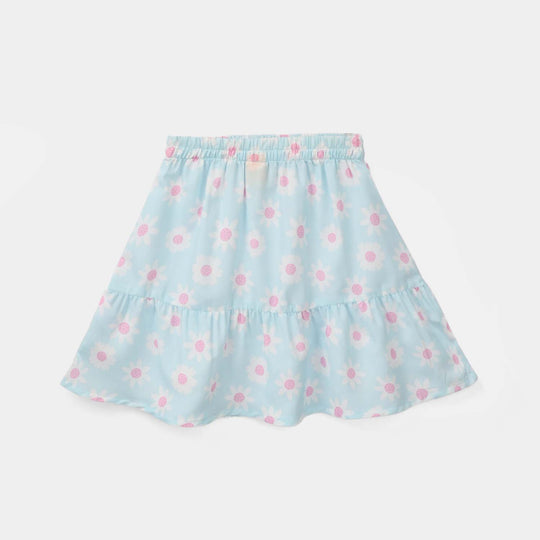 Girls Casual Short Skirt Floral - Light Blue
