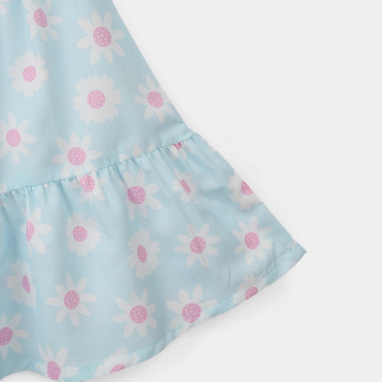 Girls Casual Short Skirt Floral - Light Blue