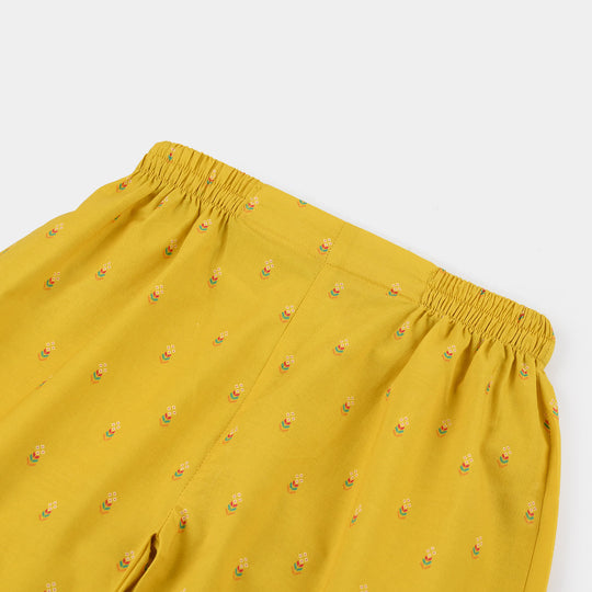 Girls Cotton Printed Pant (Sunny) – Yellow