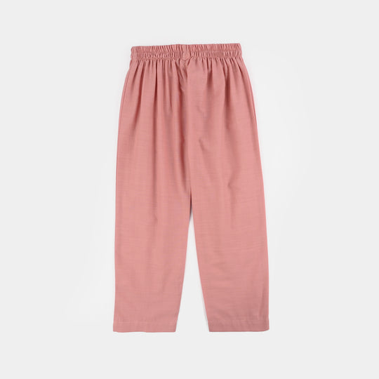 Teens Girls Cotton Slub Emb 2Pcs Mina -T.Pink