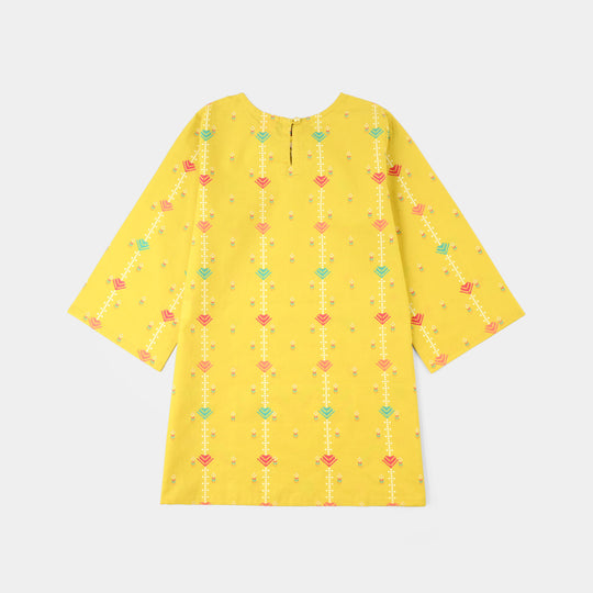 Girls Cotton Printed Kurti (Sunny) – Yellow