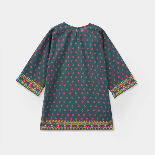 Girls Cotton Printed Kurti Eira - Teal Blue