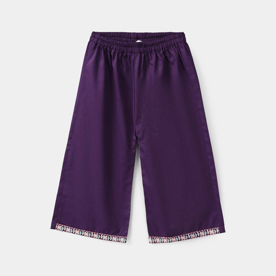 Infant Girls Cotton Embroidered 2-Piece Set (Zewar) - Purple