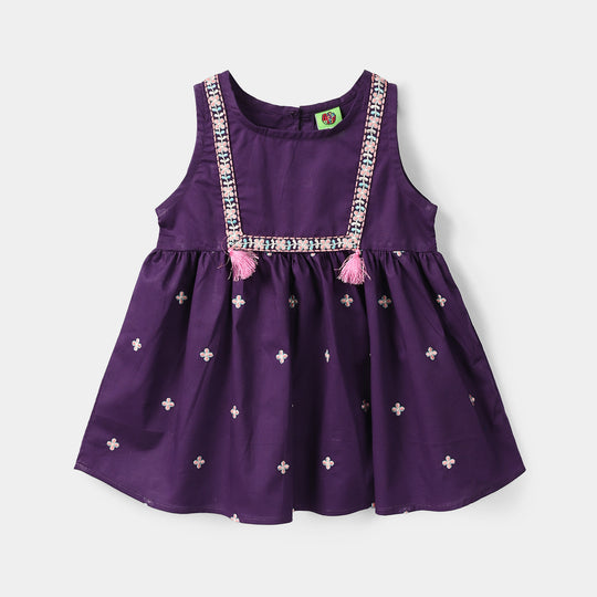 Infant Girls Cotton Embroidered 2-Piece Set (Zewar) - Purple