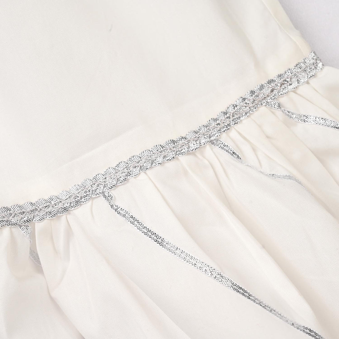 Girls Gharara Chata Patti - White