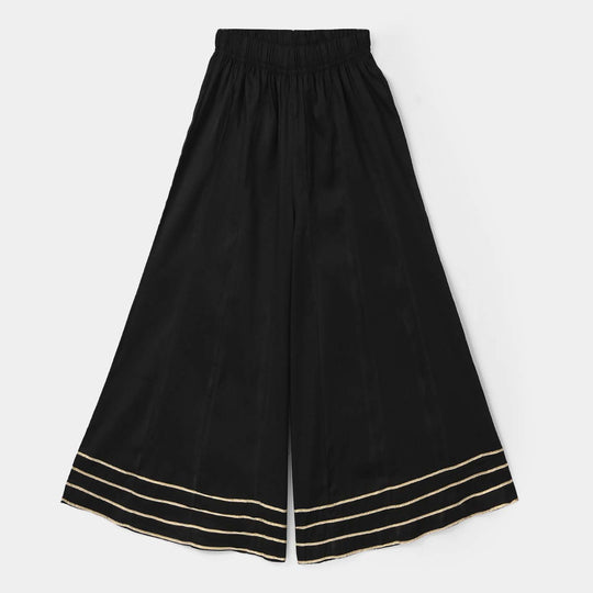 Girls Cotton Dhaka Pants (Gota Patti) – Black
