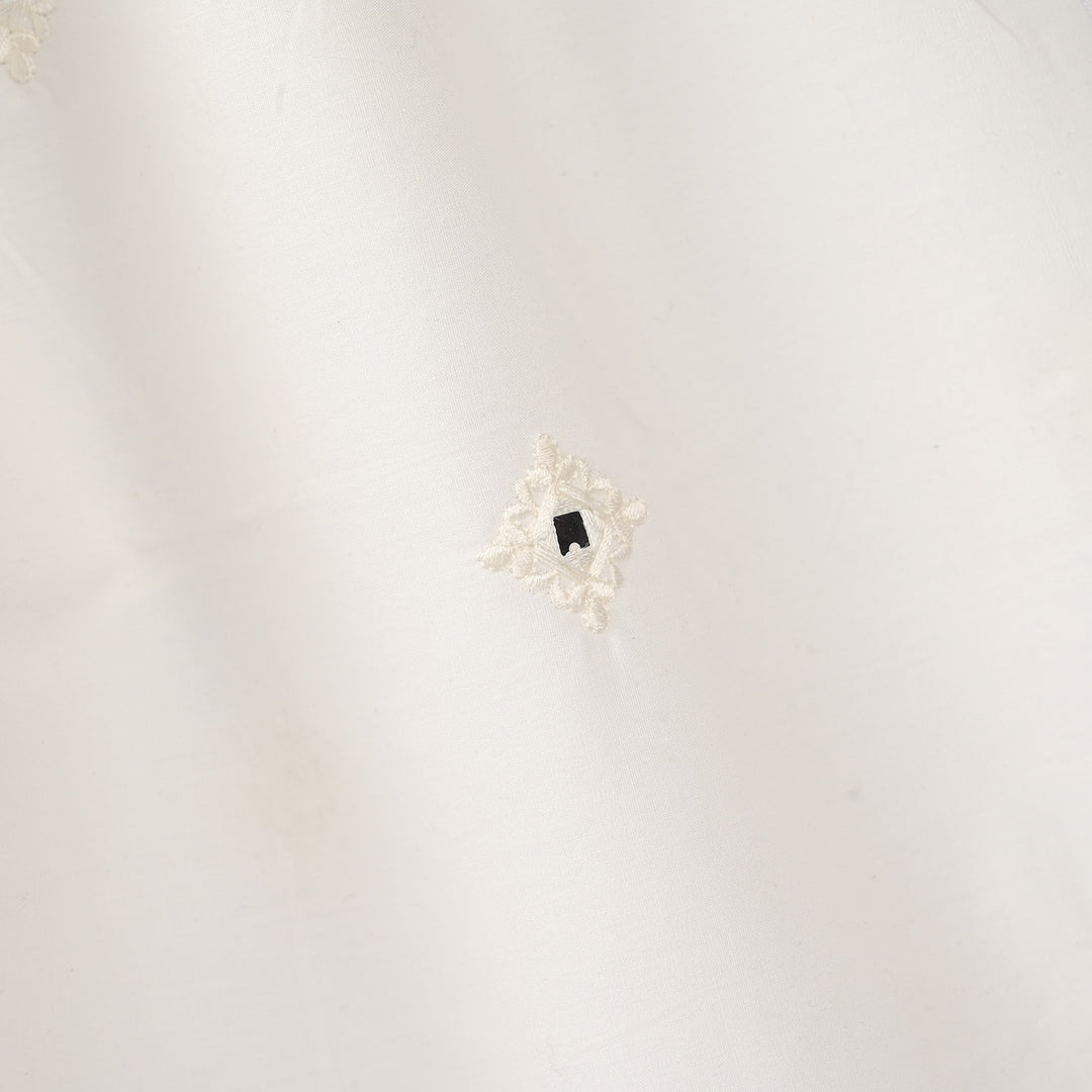 Girls Cotton Embroidered Shalwar Booti – White