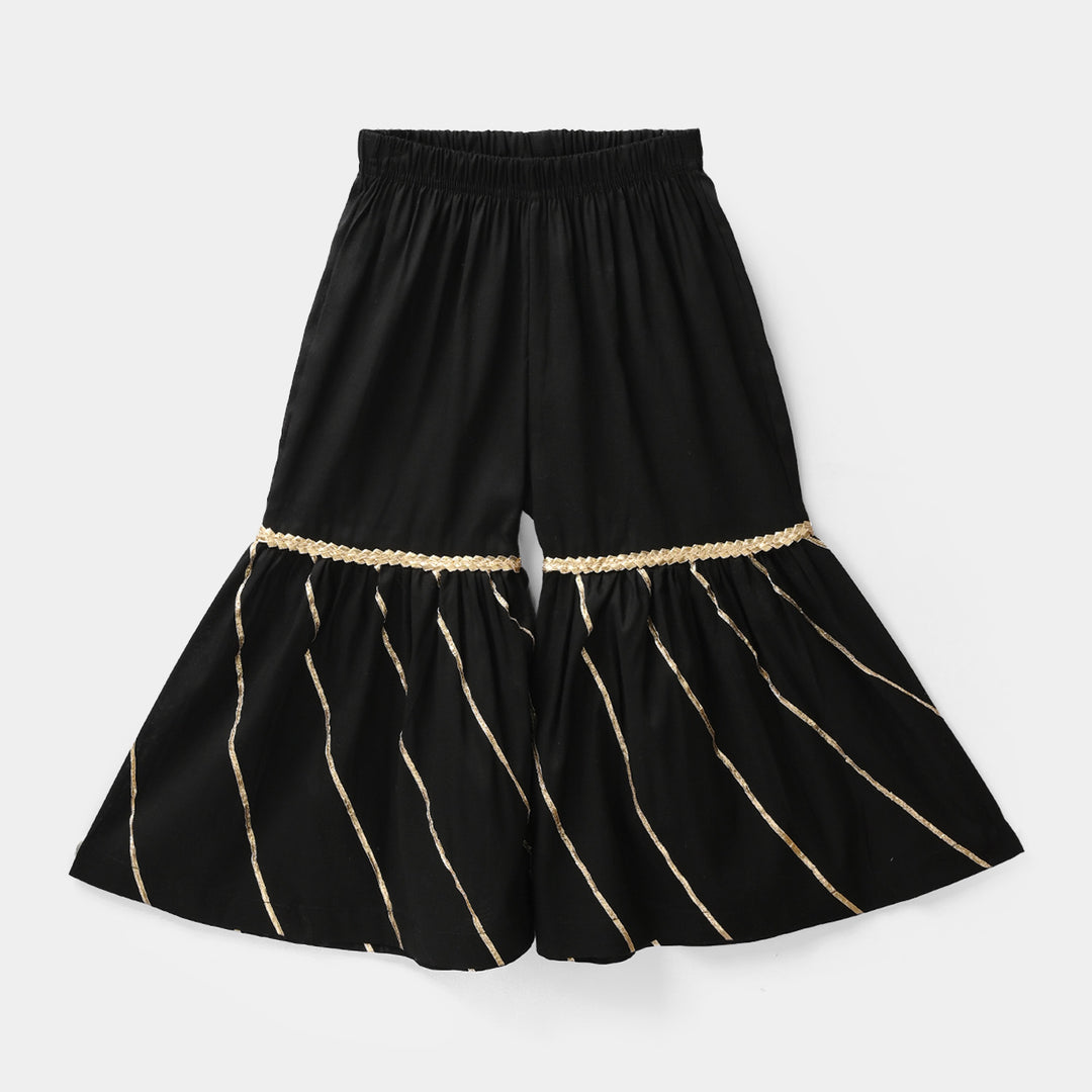 Infant Girls Gharara Chata Patti - Black