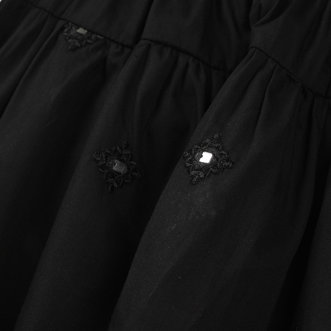 Infant Girls Cotton Embroidered Shalwar Booti - Black