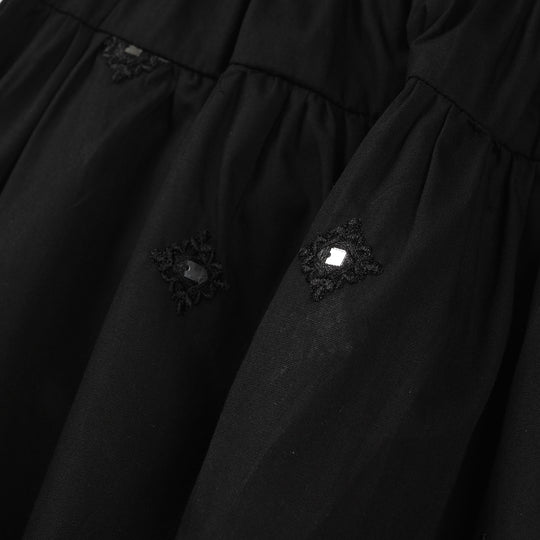 Infant Girls Cotton Embroidered Shalwar Booti - Black