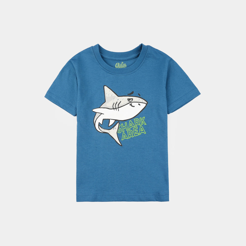 Infant Boys Jersey/Terry T-Shirt (Shark Area) - Blue