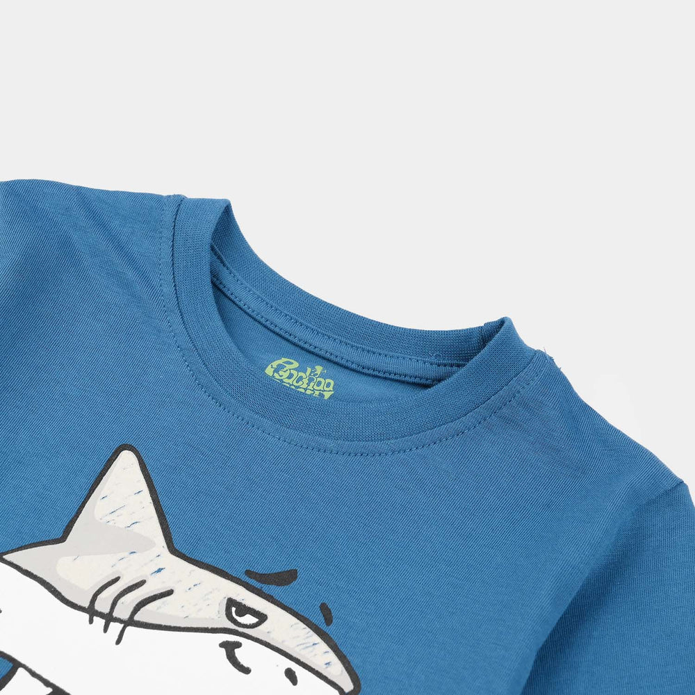 Infant Boys Jersey/Terry T-Shirt (Shark Area) - Blue