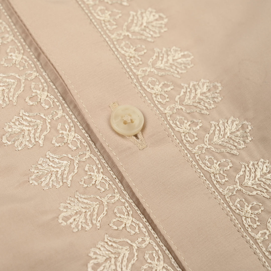 Infant Boys Poly Viscose Kurta Pajama - Beige