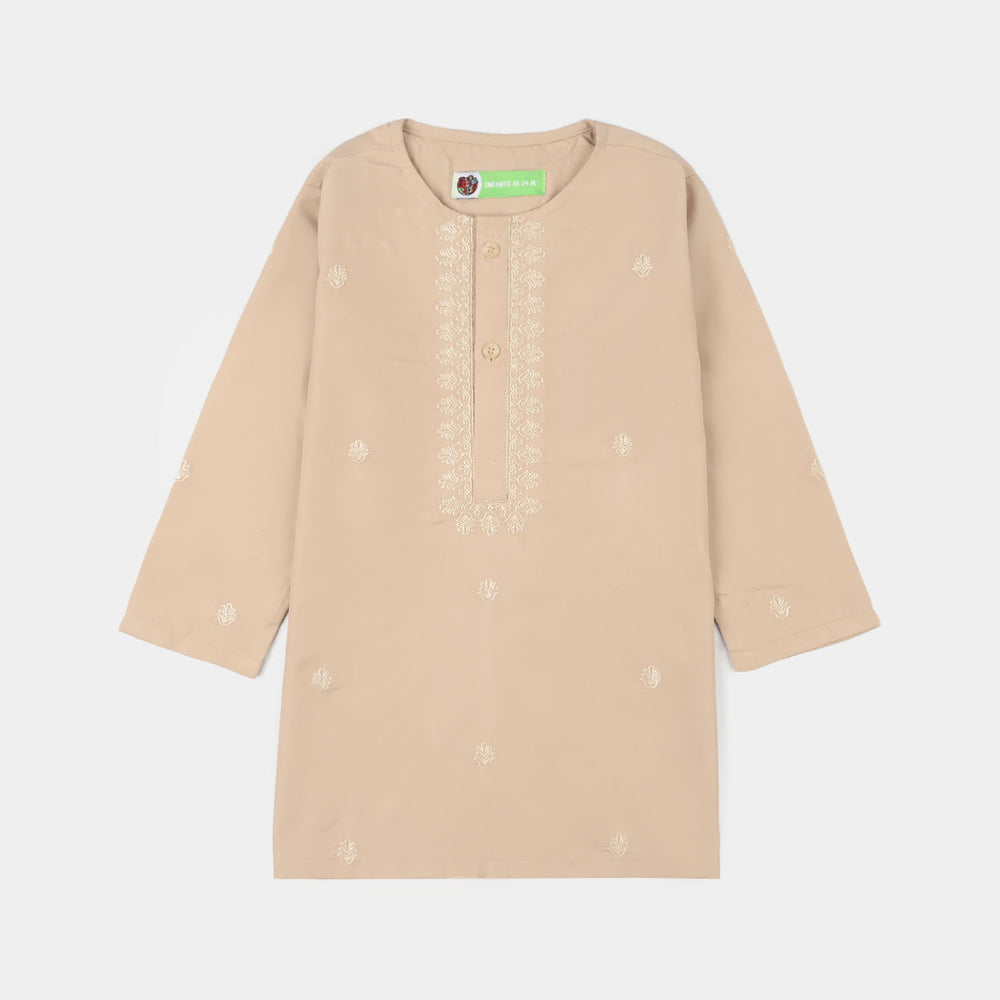 Infant Boys Poly Viscose Kurta Pajama - Beige