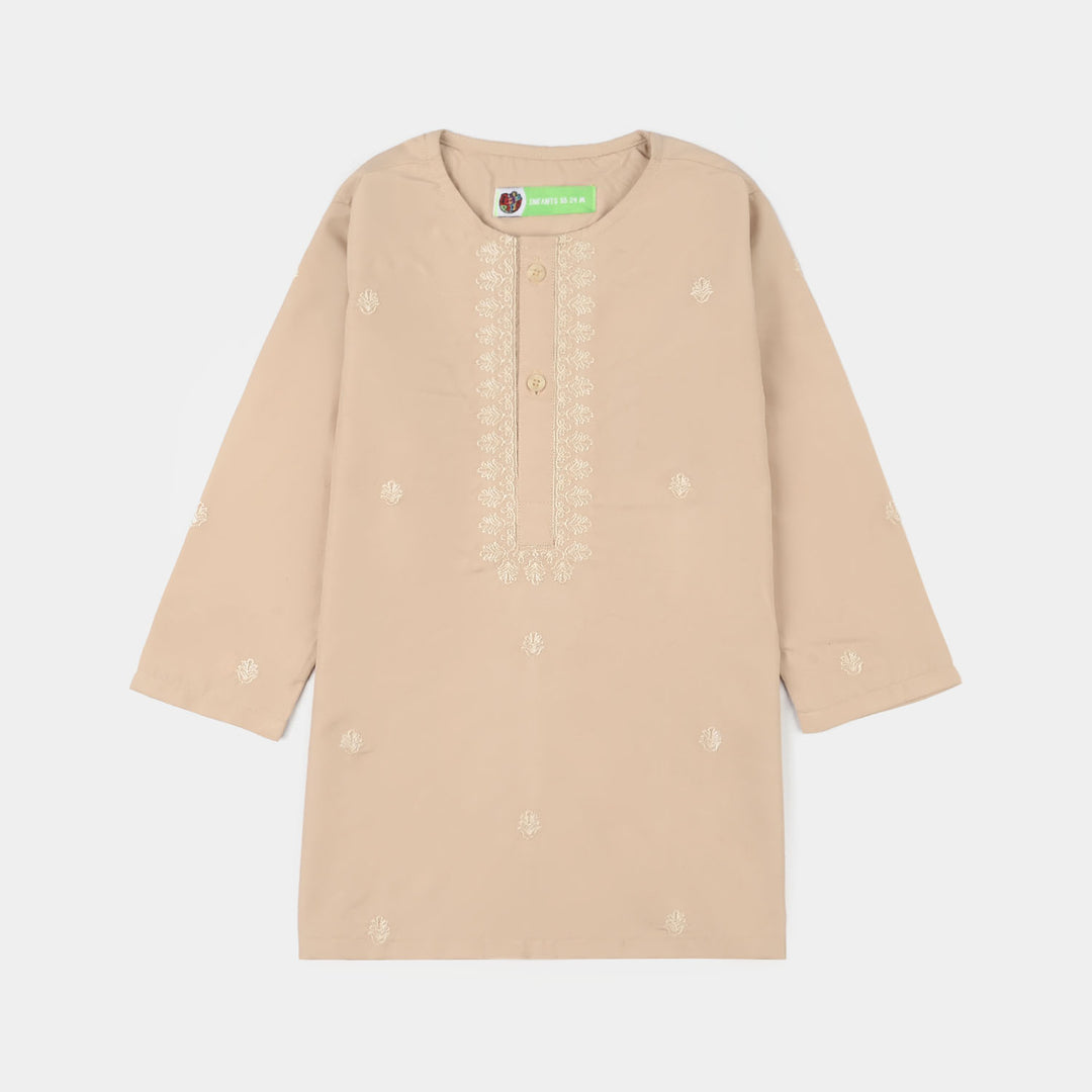 Infant Boys Poly Viscose Kurta Pajama - Beige