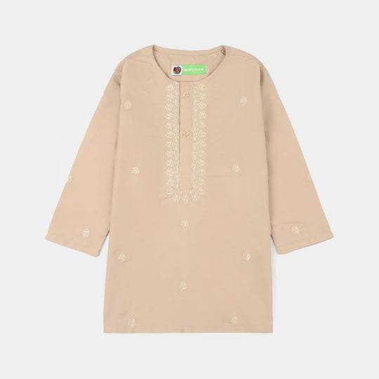Infant Boys Poly Viscose Kurta Pajama - Beige