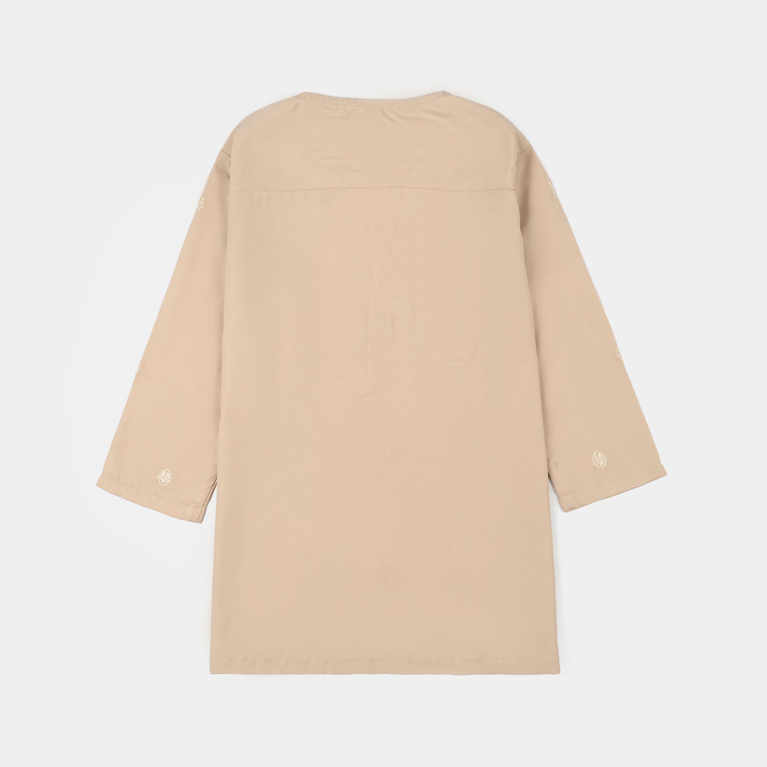 Infant Boys Poly Viscose Kurta Pajama - Beige