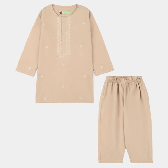 Infant Boys Poly Viscose Kurta Pajama - Beige