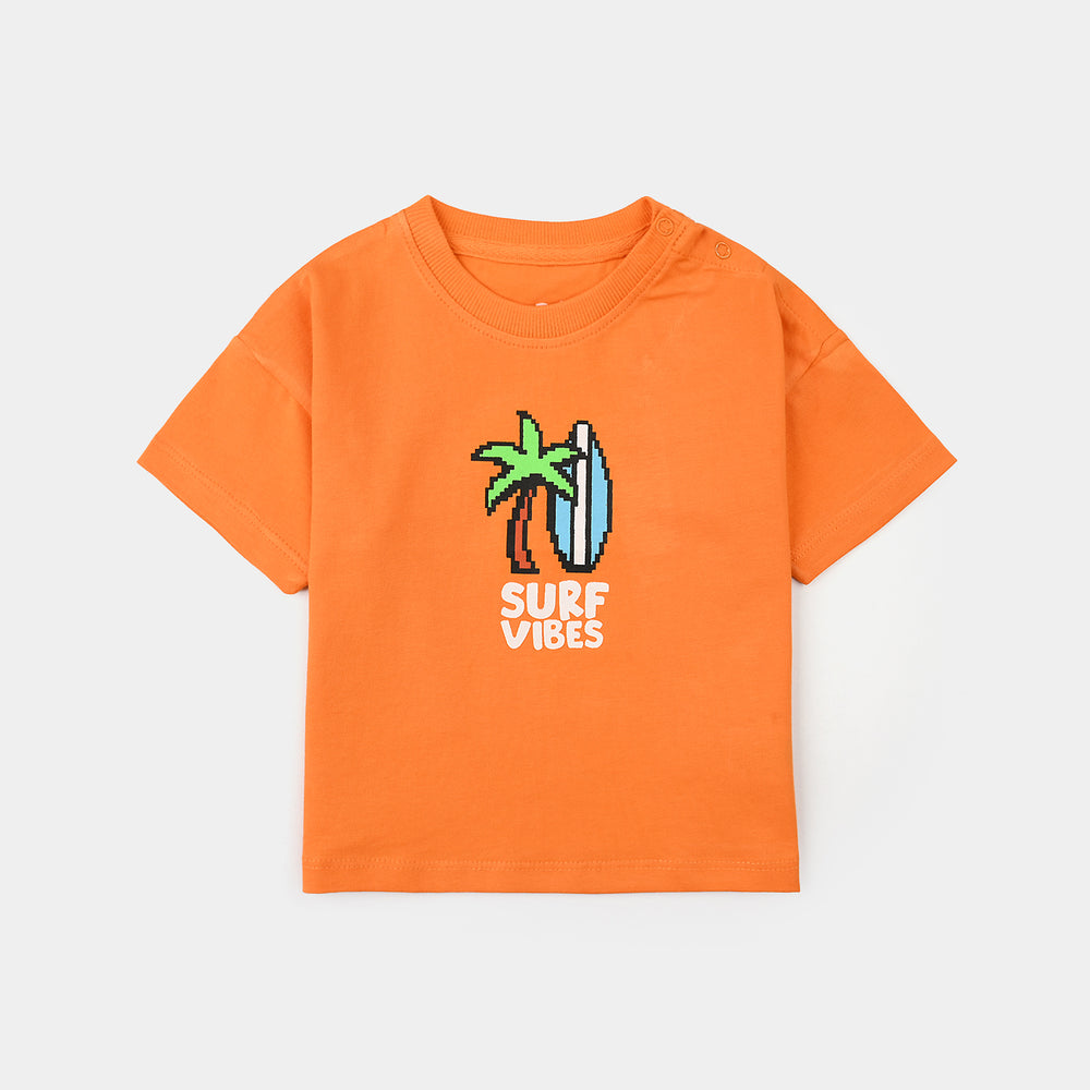 Infant Boys Jersey/Terry T-Shirt (Surf Vibes) - Orange