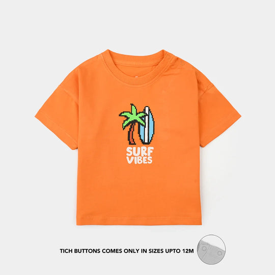 Infant Boys Jersey/Terry T-Shirt (Surf Vibes) - Orange