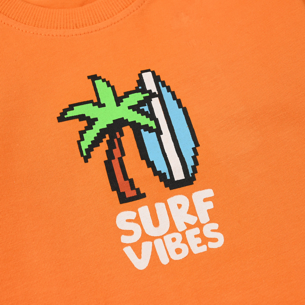 Infant Boys Jersey/Terry T-Shirt (Surf Vibes) - Orange
