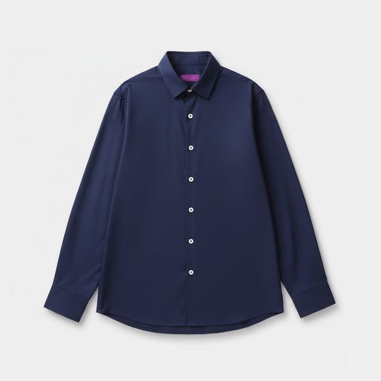 Boys Yarn Dyed Formal Shirt - Navy