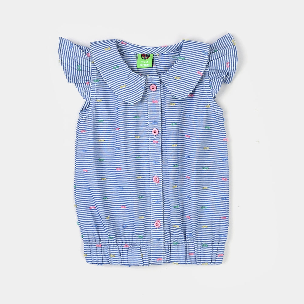 Infant Girls Yarn Dyed 2 Pc Suit - Blue
