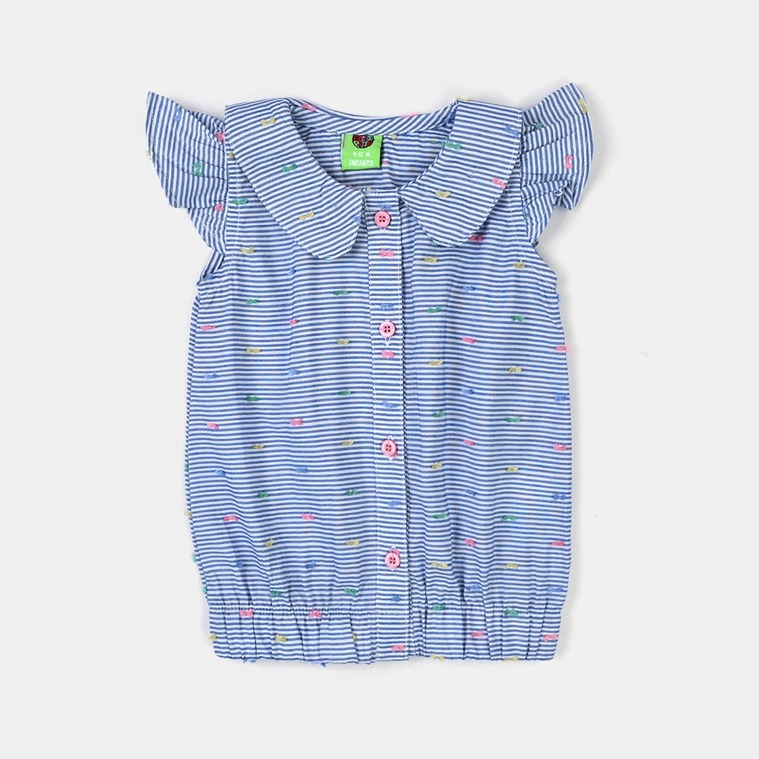 Infant Girls Yarn Dyed 2 Pc Suit - Blue