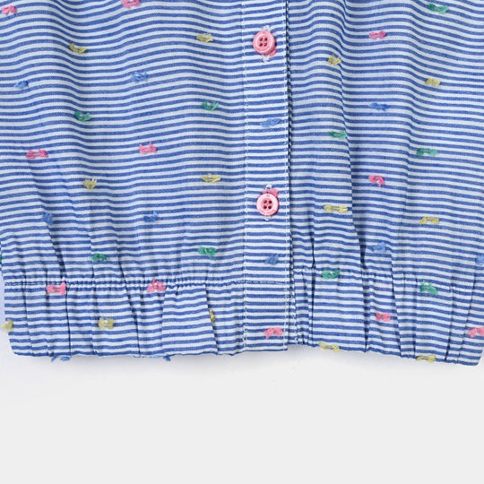 Infant Girls Yarn Dyed 2 Pc Suit - Blue