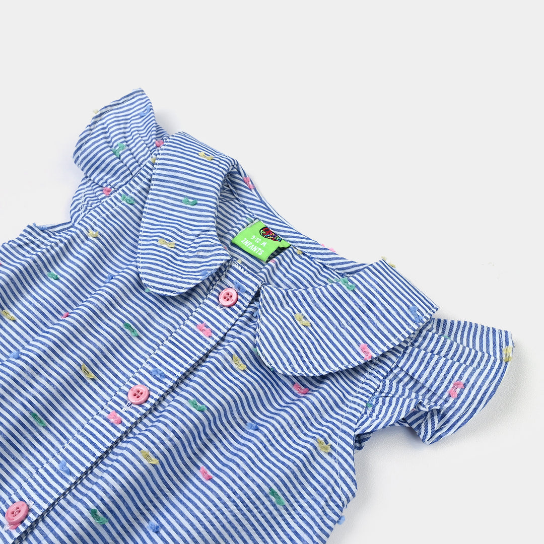 Infant Girls Yarn Dyed 2 Pc Suit - Blue