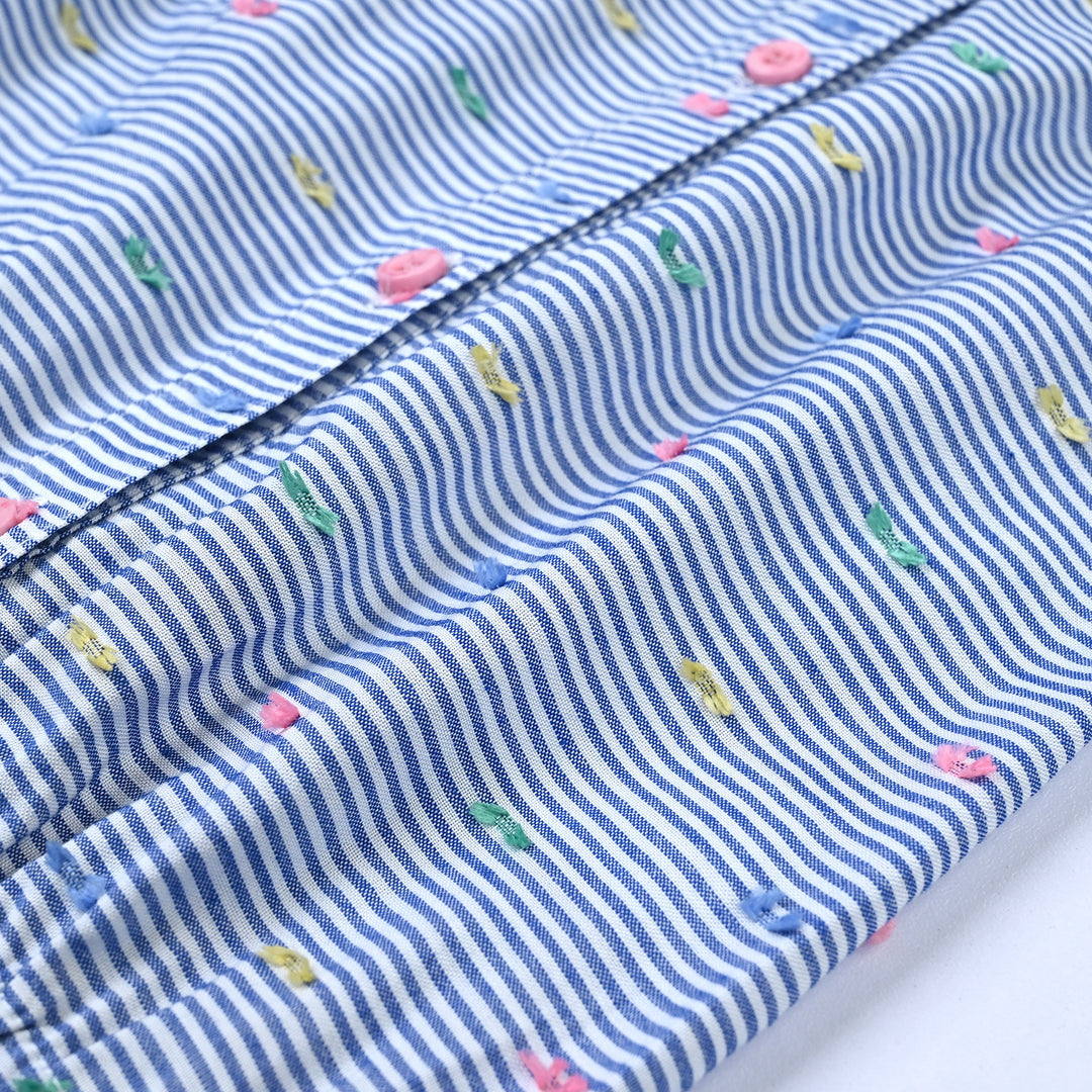 Infant Girls Yarn Dyed 2 Pc Suit - Blue