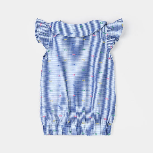 Infant Girls Yarn Dyed 2 Pc Suit - Blue