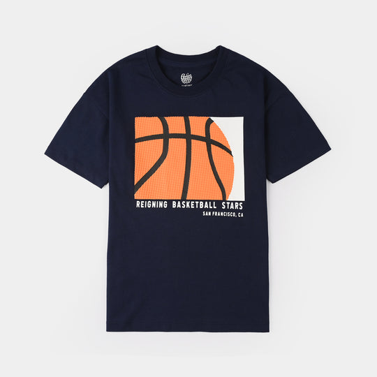 Boys Jersey/Terry T-Shirt Basketball - Navy Blue