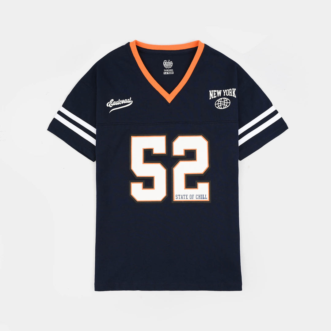Boys Jersey Terry T-Shirt (State of Chill) - Navy Blue