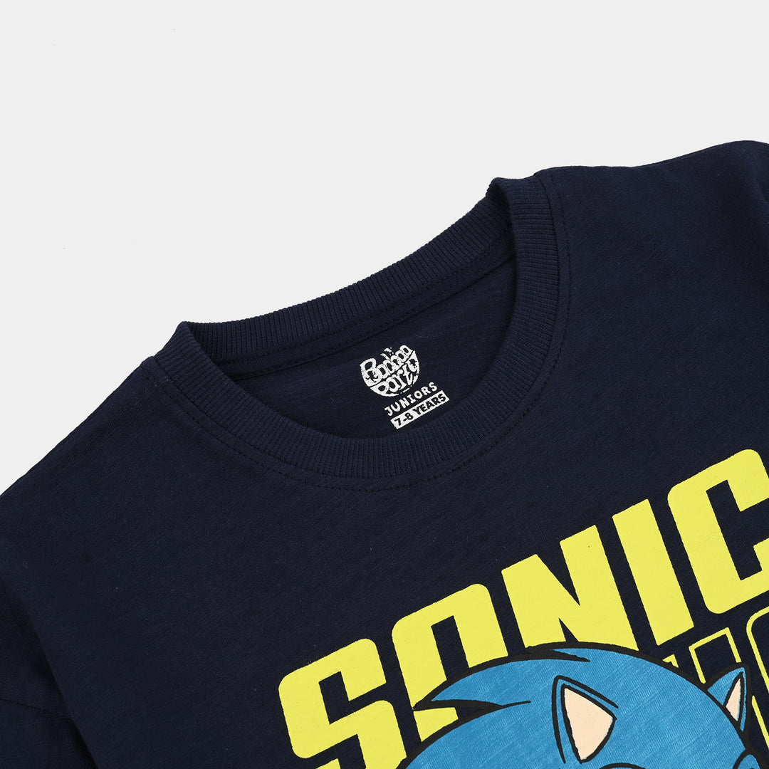Boys Slub Jersey T-Shirt - Navy Blue