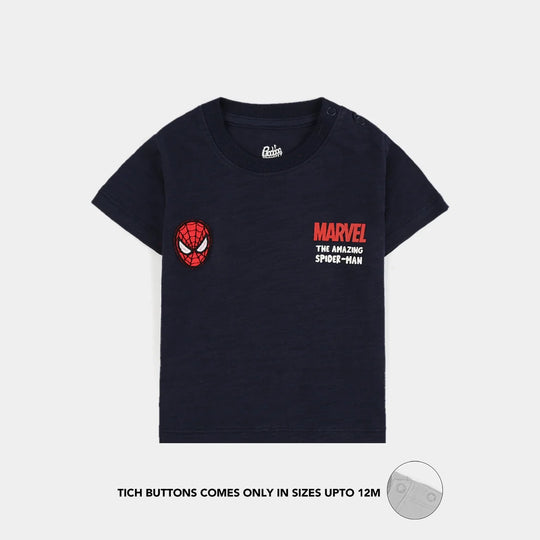 Infant Boys Slub Jersey T-Shirt Character-Navy Blue