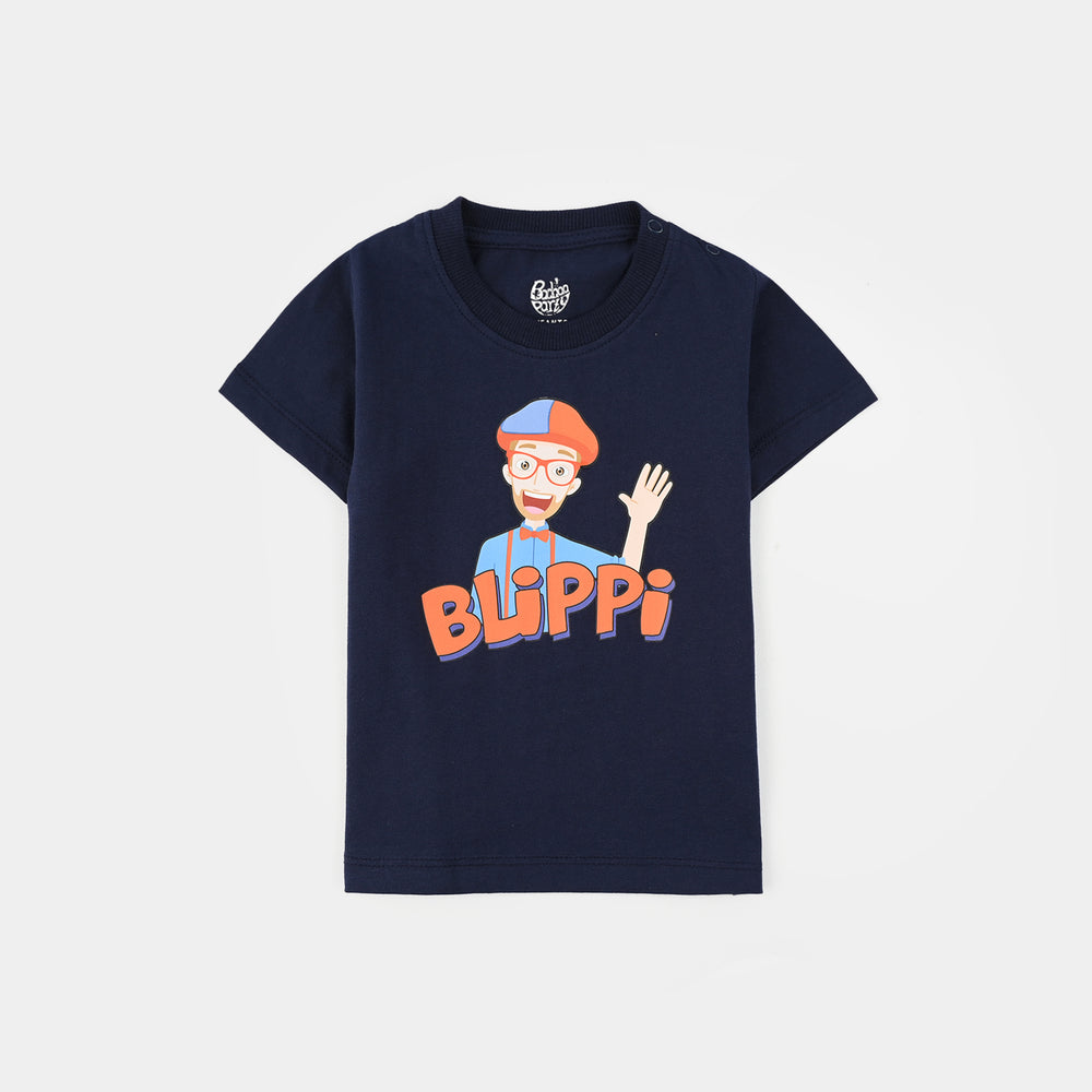 Infant Boys Slub Jersey T-Shirt (Blippi) - Navy Blue
