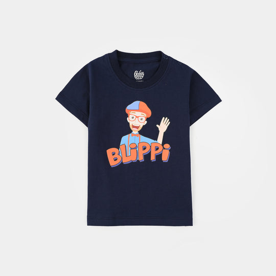 Infant Boys Slub Jersey T-Shirt (Blippi) - Navy Blue
