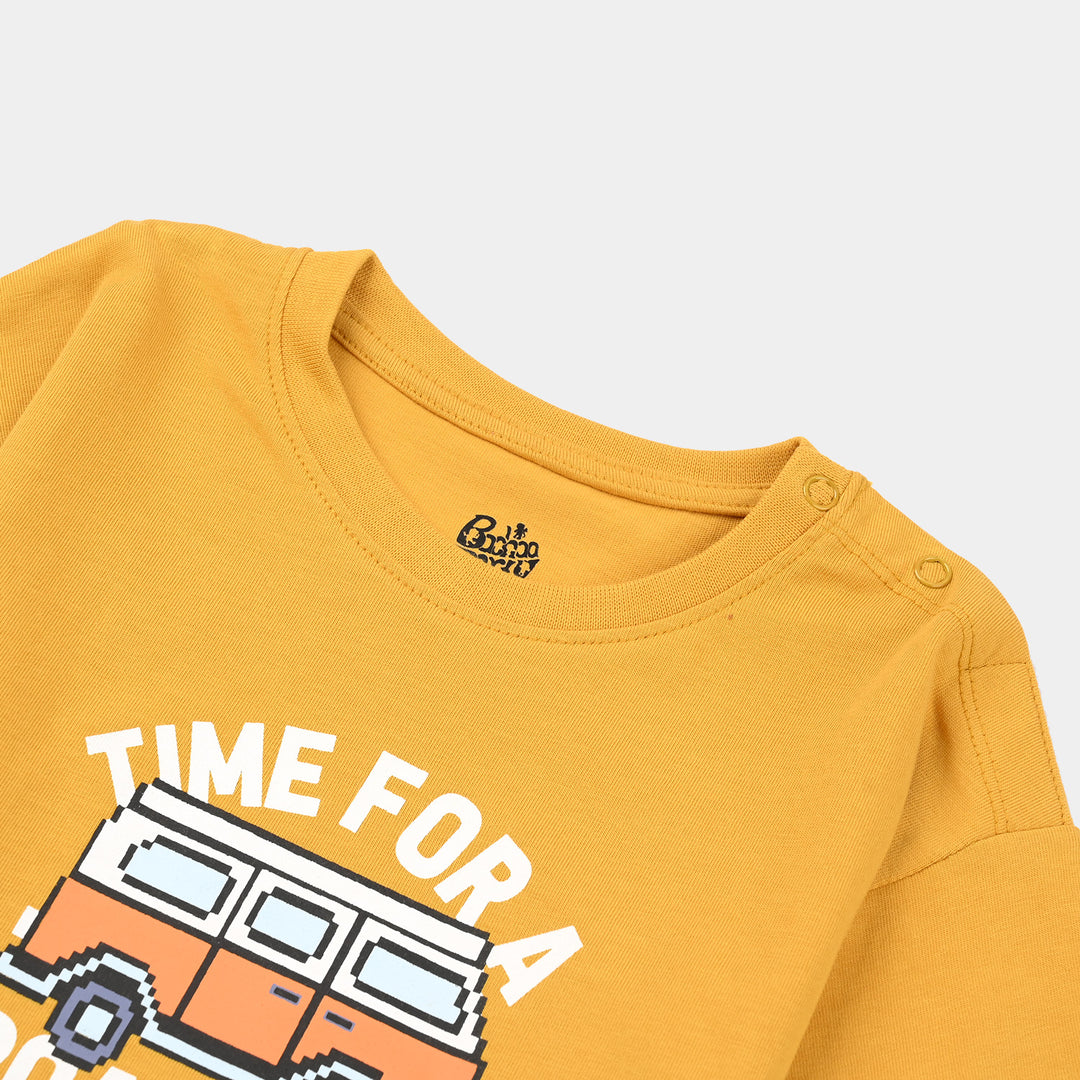 Infant Boys Jersey/Terry T-Shirt (Road Trip) - Yellow