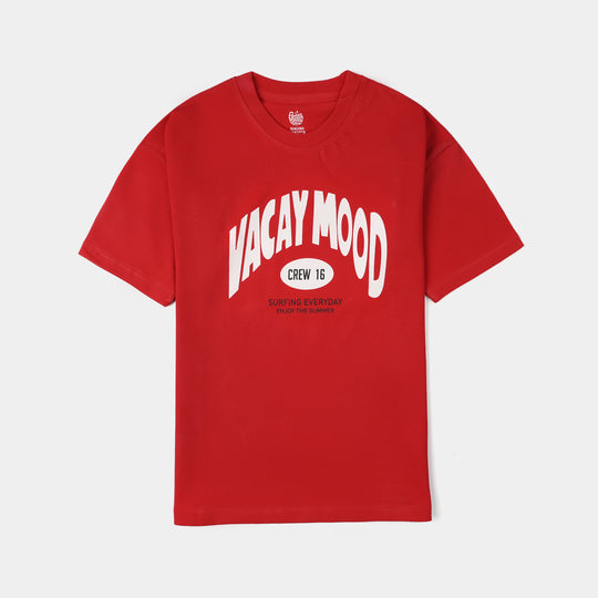 Boys Jersey/Terry T-Shirt (Vacay Mood) – Red